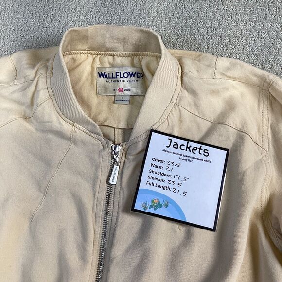 Wallflower Bomber Jacket Women's Zip Up Drawstring Waist Casual Crop Top Large - Picture 6 of 6